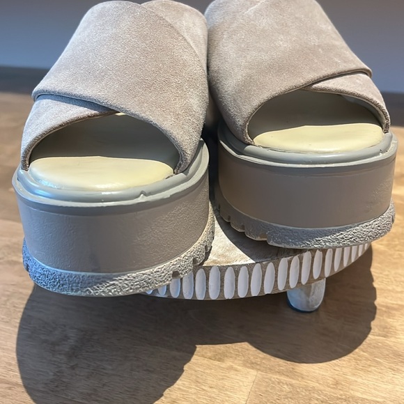 Women's Beige Suede Slide Sandals - Picture 2 of 10
